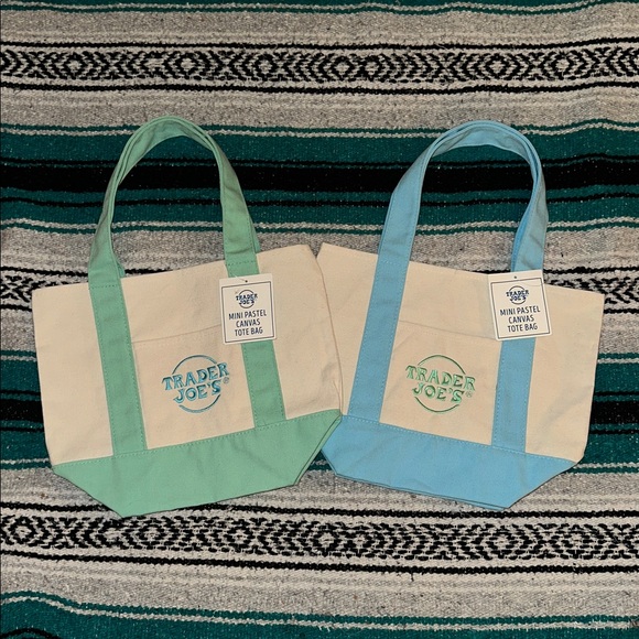 Trader Joe'S Handbags - Trader Joe's *NWT* Mini Pastel Canvas Tote Bags, Bundle of 2